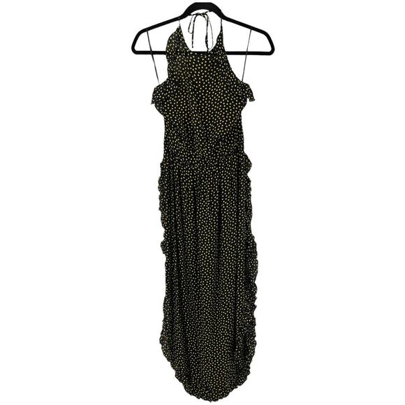 See By Chloe dress halter polka dot georgette maxi black yellow size 38 (US 6) - Picture 2 of 9